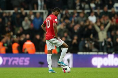 Marcus Rashford during Manchester United's defeat to Newcastle United. Reuters