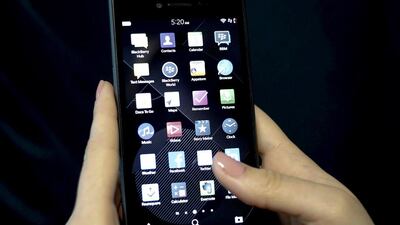 The BlackBerry Leap during its launch at the Mobile World Congress in Barcelona. Gustau Nacarino / Reuters