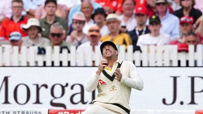 Australia's David Warner takes the catch the dismiss Ben Duckett. PA