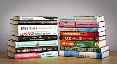 The 16 nominees for this year's Women's Prize for Fiction longlist. Courtesy Women's Prize for Fiction
