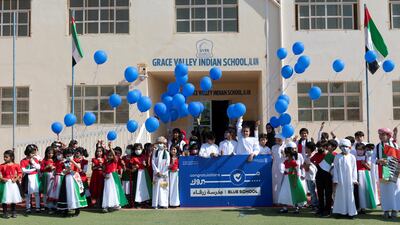 Pupils at Grace Valley Indian School are no longer required to wear masks outdoors thanks to a high vaccination rate. Photo: Abu Dhabi Department of Education and Knowledge