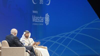 A KPMG survey found that an increasing number of companies from the UAE have made corporate social responsibilities a part of their agenda. Above, Suhail Al Mazrouei, the Minister of Energy, speaks at the 2015 Abu Dhabi Sustainability Week. Mona Al Marzooqi / The National