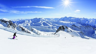 A panorama of Alpe d’Huez in winter. Laurent Salino / Alpe d’Huez Tourisme