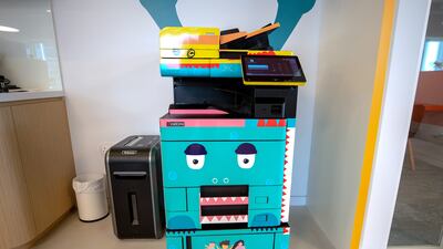 A stylised printing machine.