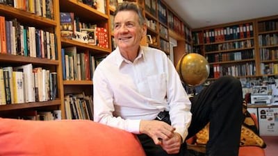 Michael Palin at home in north London. With his globe-trotting days behind him, he says, he is content to put his feet up and enjoy his grandchildren – though he is looking forward to his March visit to Dubai.