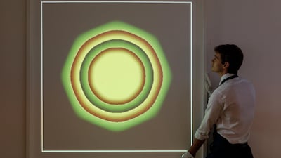 Kevin McCoy’s Quantum (2014) – the first NFT artwork ever minted – goes on view as part of ‘Natively Digital: A Curated NFT Sale’ at Sotheby's on June 04, 2021 in London, England. The exhibition is on view until 10 June, when the sale closes for bidding. Getty Images