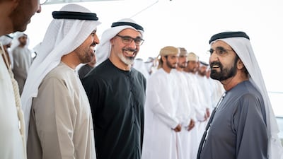 Sheikh Mohammed bin Rashid, Vice President and Ruler of Dubai, and Sheikh Khaled bin Mohamed, Crown Prince of Abu Dhabi, have approved Dh9.51 billion in housing support for Emiratis. Photo: UAE Presidential Court
