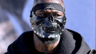 Deontay Wilder wears a mask during the weigh-in for his fight with Tyson Fury in 2018. Getty