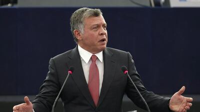 Jordan's King Abdullah addresses the European Parliament in Strasbourg on March 10, 2015. Vincent Kessler / Reuters