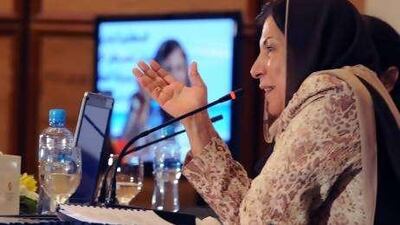 Badria al Awadhi, a Kuwaiti women's activist and lawyer, speaking during a discussion on the role of women in the forthcoming Bahraini elections.