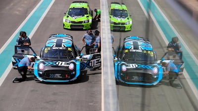 Bennett and Rokas Baciuska in the put lane after the World RX Warm-up at the FIA World RallyCross Championship 2019 Abu Dhabi.