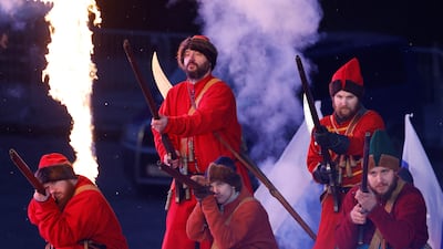 Participants onstage during the concert marking the annexation of the Crimean peninsula in 2014. Reuters