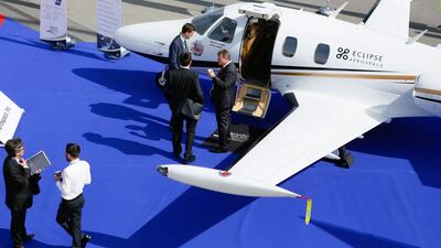 Visitors view one of the 56 aircraft in the static display. Pierre Albouy / Reuters