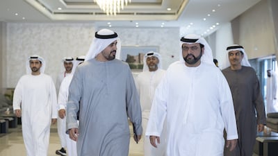 Sheikh Mohammed and Sheikh Theyab accompanied the President in Fujairah