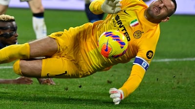 Inter Milan goalkeeper Samir Handanovic makes a save against Napoli. AFP