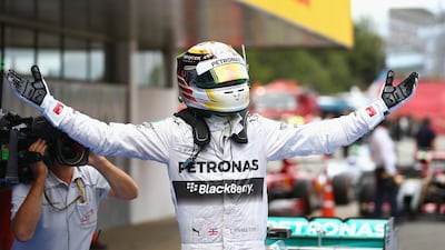 Spanish Grand Prix, May 11. Hamilton, from pole, took the overall lead with his fourth win in a row and fourth successive one-two for the team. He finished a mere 0.6 of a second ahead of Rosberg.Points: Hamilton 100, Rosberg 97. (Photo: Paul Gilham / Getty Images)