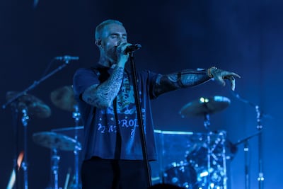 Adam Levine of Maroon 5, seen here at an Abu Dhabi Grand Prix after-race concert in 2024, will join the midnight count down to 2026 in Dubai. Victor Besa / The National