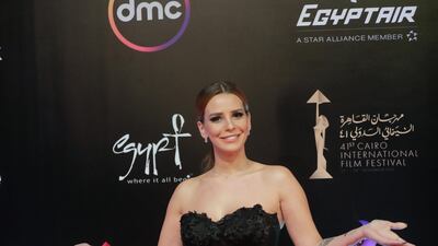 Egyptian actress Iman El Assi arrives at the closing ceremony of the 41st Cairo International Film Festival. EPA