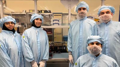 Delegates from the Sharjah Academy for Astronomy, Space Sciences and Technology have begun final tests on Sharjah Sat-2. Photo: Wam