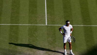 Rafael Nadal reacts during his singles loss to Nick Kyrgios on Tuesday at the 2014 Wimbledon Championships. Stefan Wermuth / Reuters