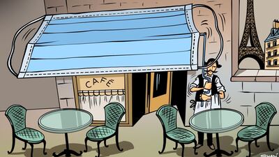 Our cartoonist's take on France easing lockdown rules as cafe culture returns
