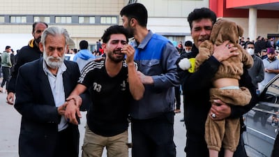 Families of victims of the explosions gather at the courtyard of a hospital in the city of Kerman, about 510 miles (820 kilometres) southeast of the capital Tehran, Iran, Wednesday, Jan. 3, 2024. Two bombs exploded Wednesday at a commemoration for a prominent Iranian general slain by the U. S. in a 2020 drone strike, Iranian officials said, as the Middle East remains on edge over Israel's war on Hamas in the Gaza Strip. (Sare Tajalli, ISNA via AP)