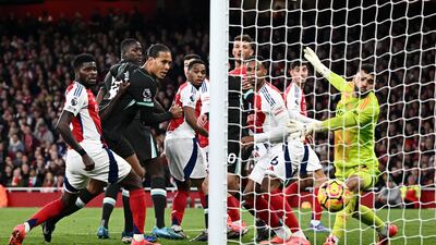 Virgil van Dijk heads home for Liverpool to make it 1-1. Reuters