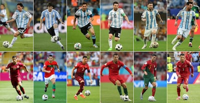 Top: Lionel Messi appearing at six consecutive World Cups, starting at Germany 2006. Bottom: Cristiano Ronaldo als made his finals bow at Germany 2006. AFP / Getty Images