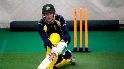 Australia's George Bailey during a net practice session.