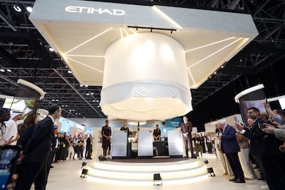 The Etihad A330NEO First and Business Class. Visitors attend the Arabian Travel Market. World Trade Centre, Dubai. Chris Whiteoak / The National