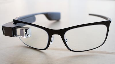 The Google Glass ‘Bold’ prescription frames. John Minchillo / AP Photo