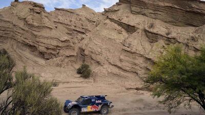 Carlos Sainz of Spain leads at the Dakar Rally after four stages. Reuters