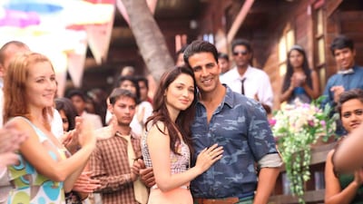 Akshay Kumar and Tamannaah Bhatia in Entertainment. Courtesy B4U