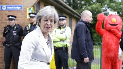 British prime minister Theresa May leaves after voting at a polling station in Maidenhead, England, on June 8, 2017. Alastair Grant / AP Photo