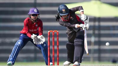 Natasha Cherriath in action during the Women's T20 World Cup Qualifier, UAE v Thailand, at the Zayed Cricket Stadium in Abu Dhabi on September 18. All photos by Victor Besa /The National