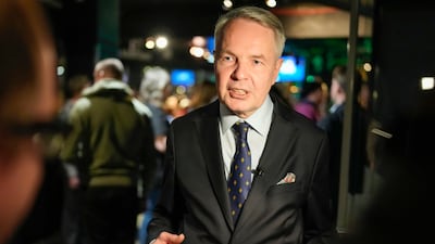 Mr Haavisto speaks to media on January 27. AP