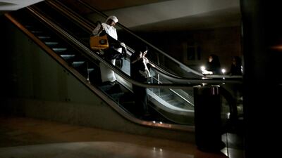 A blackout left Yas Mall shoppers in the dark. (Christopher Pike / The National)