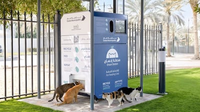 Ehsan Stations by Dubai Municipality will feed stray cats and other animals through AI-powered food dispensers. Photo: Dubai Media Office