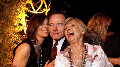 Cloris Leachman with her fellow 'Malcolm in the Middle' co-stars, Jane Kaczmarek and Bryan Cranston, at the 58th annual Primetime Emmy awards nominees reception in 2006. She played Lois's (Kaczmarek) mother Ida in the show. Reuters