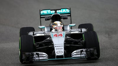 Lewis Hamilton of Great Britain and Mercedes GP drives during day one of F1 winter testing at Circuit de Catalunya on February 22, 2016 in Montmelo, Spain. (Photo by Clive Mason/Getty Images)