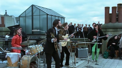 The Beatles – Ringo Starr, Paul McCartney, John Lennon and George Harrison – in their famous last concert on the roof of their Apple Corps headquarters in Savile Row, London, in 1969. Photo: Apple Corps