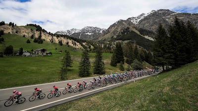 Team Ineos rider and race leader Egan Bernal in the pink jersey. AFP