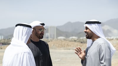 Sheikh Mohamed, Sheikh Hamad and Sheikh Theyab bin Mohamed, Deputy chairman of the Office of Development and Fallen Heroes’ Affairs