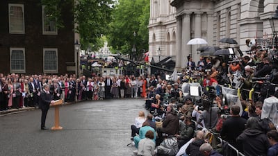 Keir Starmer speaks outside 10 Downing Street for the first time as Prime Minister after Labour's landslide election victory in July 2024. PA