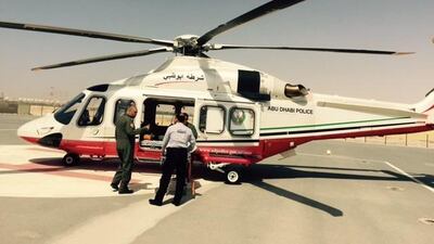 Abu Dhabi Police Air Wing save 29 men after their boat broke down at sea. Courtesy Abu Dhabi Police