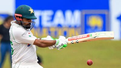 Pakistan’s Babar Azam plays a shot during the final day of the second cricket Test match between Sri Lanka and Pakistan at the Galle International Cricket Stadium in Galle on July 28, 2022. (Photo by ISHARA S. KODIKARA / AFP)