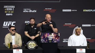 UFC president Dana White speaks during the press conference for Tom Aspinall and Ciryl Gane title fight at UFC 321