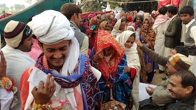 The mass wedding at Bagh-o-Bahar village in Pakistan’s Punjab state last month saw 70 brides from poor families married, thanks to the Sayeban charity set up by Noor Abid. Photos courtesy Adil Abid