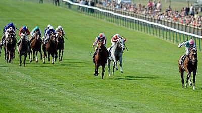 Frankel, right, leaves the rest of the pack well behind on his way to 2000 Guineas success yesterday.