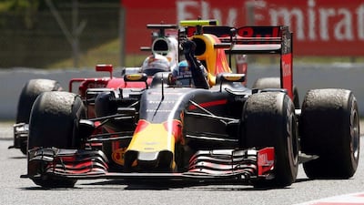 Dutch Formula One driver Max Verstappen (front) of Red Bull Racing celebrates after winning the Formula One Spanish Grand Prix at the Barcelona-Catalunya circuit in Montmelo, Barcelona, Spain, 15 May 2016. Toni Albir / EPA